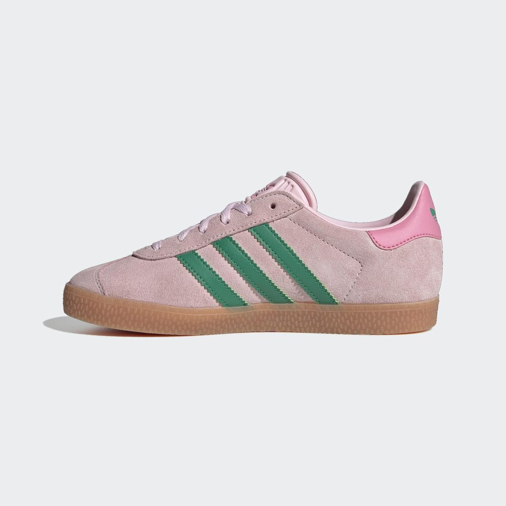 adidas Unisex Child Gazelle J Sneaker ,Clear pinkCourt Green/Bliss Pink, 5